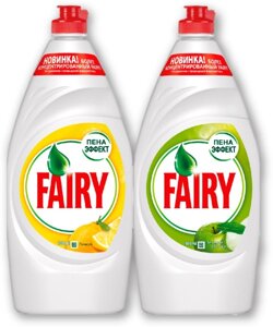 FAIRY BNDL Средство для мытья посуды Сочный лимон 900мл + Зеленое яблоко 900мл