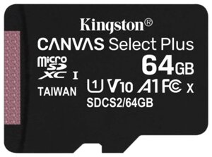 Карта памяти MicroSD 64GB Class 10 UHS-I Kingston SDCS2/64GBSP