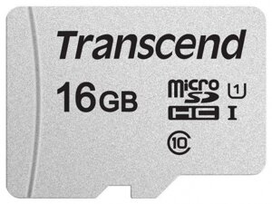 Карта памяти MicroSD 16GB Class 10 U1 Transcend TS16GUSD300S