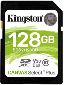 Карта памяти SD 128GB Class 10 U1 Kingston SDS2/128GB