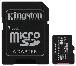 Карта памяти MicroSD 64GB Class 10 UHS-I Kingston SDCS2/64GB