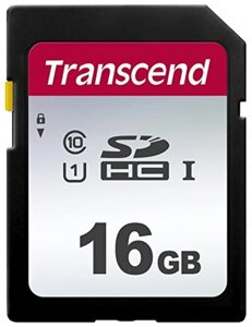 Карта памяти SD 16GB Class 10 U1 Transcend TS16GSDC300S