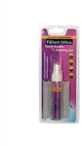 F153311 FAVORIT OFFICE Touch Screen Cleaning Set портативные устройства, гель 30 мл+микрофибра 18x18