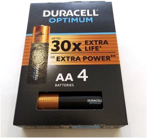 Duracell батарейка OPTIMUM AA 4BKP CEE (5000394158696)