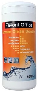 F130001 "FAVORIT OFFICE" Screen Clean, влажные салфетки для экранов LCD TFT, туба 100 салфеток в Алматы от компании Trento