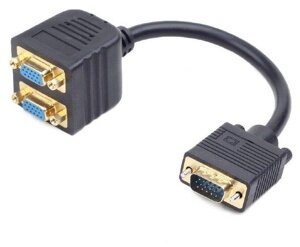 Разветвитель VGA Cablexpert CC-VGAX2-20CM, HD15M/2x15F, 1 компьютер - 2 монитора в Алматы от компании Trento