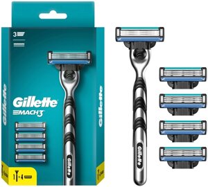GILLETTE MACH3 Charcoal Бритва со сменными кассетами для бритья 5шт