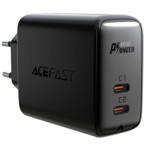 Зарядное устройство ACEFAST A9 PD40W (USB-C+USB-C) dual port (EU), черный в Алматы от компании Trento