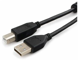 Кабель USB 2.0 Pro Cablexpert CCF-USB2-AMBM-6, AM/BM, 1.8м, экран, феррит. кольцо, черный, пакет