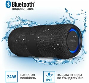 Колонка SVEN PS-340, black (24W, Waterproof (IPx6), TWS, Bluetooth, FM, USB, 3600mA*h)