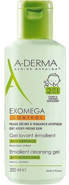 Смягчающий очищающий гель A-Derma Exomega Control 2-в-1 200 мл (3282770144116) от компании Trento - фото 1