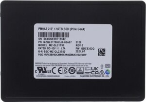 Твердотельный накопитель 1.92TB Samsung PM9A3 2.5" U. 2 (SFF-8639) PCI-E Gen4x4 R6800Mb/s W2700MB/s