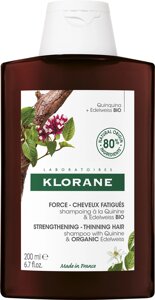 Укрепляющий шампунь Klorane от выпадения волос с хинином и органическим эдельвейсом 200 мл (3282770141252)