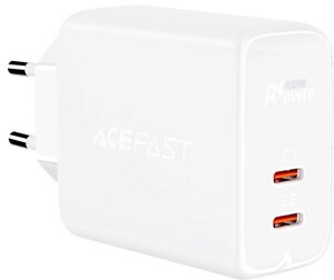 Зарядное устройство acefast A9 PD40W (USB-C+USB-C) dual port (EU), белый