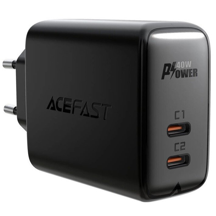 Зарядное устройство ACEFAST A9 PD40W (USB-C+USB-C) dual port (EU), черный от компании Trento - фото 1