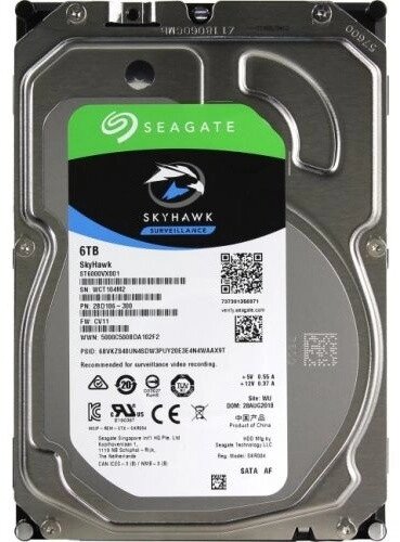 Жесткий диск для видеонаблюдения 6Tb Seagate Surveillance SkyHawk SATA 6G3.5 5400rpm 256Mb ST6000VX001. от компании Trento - фото 1