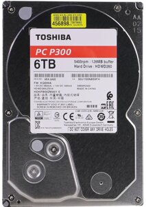 Жесткий диск HDD 6tb toshiba P300 SATA 6gb/s 5400rpm 128mb 3.5" HDWD260EZSTA