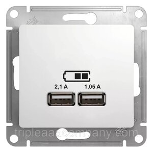 Glossa USB розетка A+A, 5в/2,1 а, 2х5в/1,05 а, механизм, белый