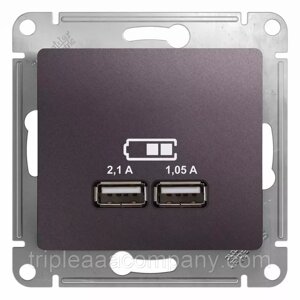 Glossa USB розетка A+A, 5в/2,1 а, 2х5в/1,05 а, механизм, сиреневый туман