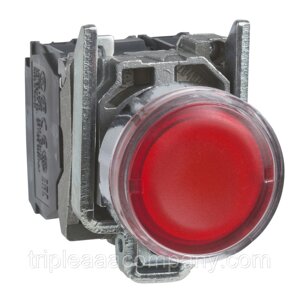 Кнопка с подсветкой, металл, скрытый, красный,22, пружинный возврат, 1 НО+1 НЗ XB4BW34G5