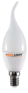 LED лампа CF37 "свеча на ветру" 10W 900lm 230V 6500K E14 megalight (10/100)