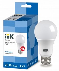 LLE-A60-20-230-65-E27 IEK лампа светодиодная A60 шар 20вт 230в 6500к E27 IEK