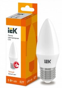 LLE-C35-5-230-30-E27 IEK лампа светодиодная C35 свеча 5вт 230в 3000к E27 IEK