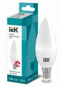 LLE-C35-5-230-40-E14 IEK лампа светодиодная C35 свеча 5вт 230в 4000к E14 IEK