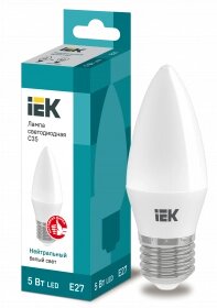 LLE-C35-5-230-40-E27 IEK лампа светодиодная C35 свеча 5вт 230в 4000к E27 IEK
