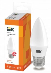 LLE-C35-9-230-30-E27 IEK лампа светодиодная C35 свеча 9вт 230в 3000к E27 IEK
