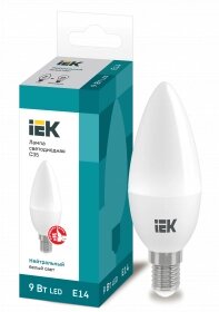 LLE-C35-9-230-40-E14 IEK лампа светодиодная C35 свеча 9вт 230в 4000к E14 IEK