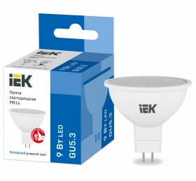 LLE-MR16-9-230-65-GU5 IEK лампа светодиодная MR16 софит 9вт 230в 6500к GU5.3 IEK