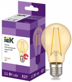 LLF-A60-11-230-30-E27-CLG IEK Лампа светодиодная A60 шар золото 11Вт 230В 2700К E27 серия 360° IEK