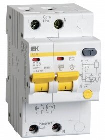 MAD10-2-016-B-030 IEK Дифференциальный автоматический выключатель АД12 2Р B16 30мА