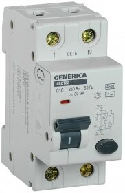 MAD25-5-010-C-30 IEK Автоматический выключатель дифференциального тока АВДТ32 C10 GENERICA