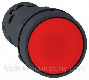 Моноблочная кнопка, пластик, красный,22, пружинный возврат, без маркировки, 1 НО + 1 НЗ XB7NA45
