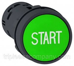 Моноблочная кнопка, пластик, зеленый,22, пружинный возврат, с маркировкой START, 1 НО XB7NA3133