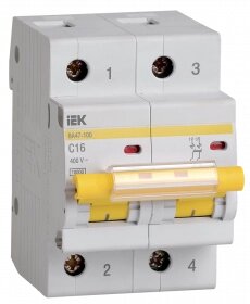 MVA40-2-016-C IEK выключатель автоматический ва47-100 2р 16а 10ка с IEK