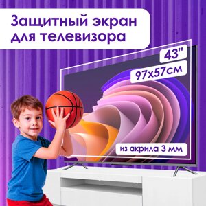 Защитный экран для телевизора 43 дюймов [акрил, 99x59см, Казахстан]