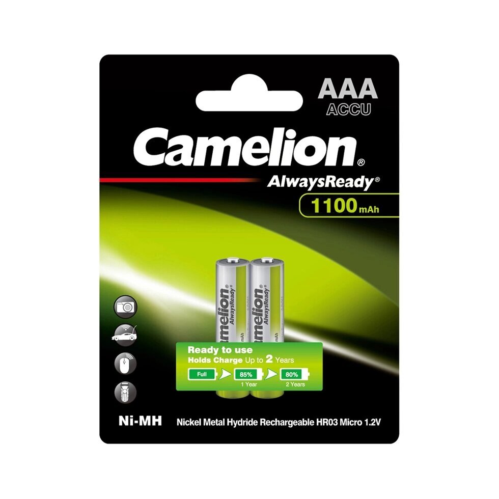 Аккумулятор CAMELION AlwaysReady Ni-MH Rechargeable NH-AAA1100ARBP2 2 шт. в блистере от компании turan - фото 1