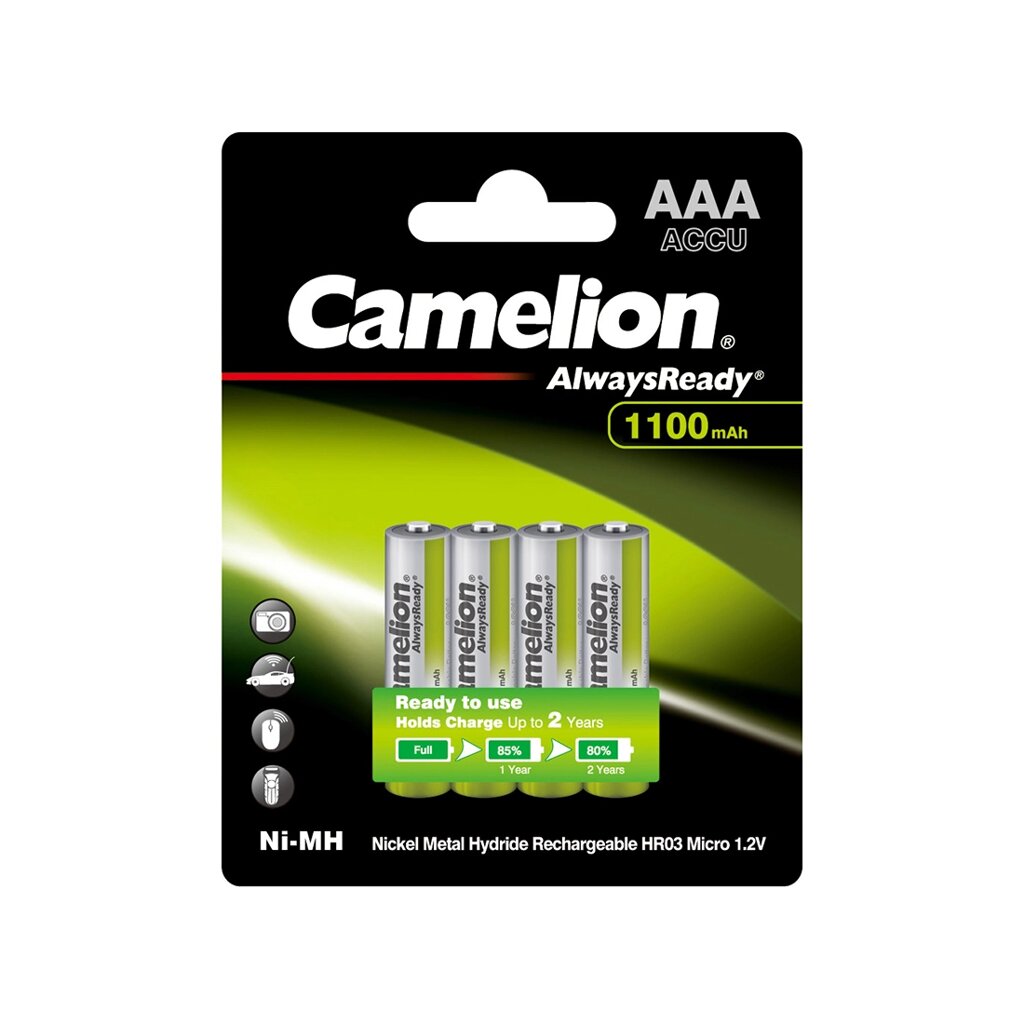 Аккумулятор CAMELION AlwaysReady Ni-MH Rechargeable NH-AAA1100ARBP4 4 шт. в блистере от компании turan - фото 1