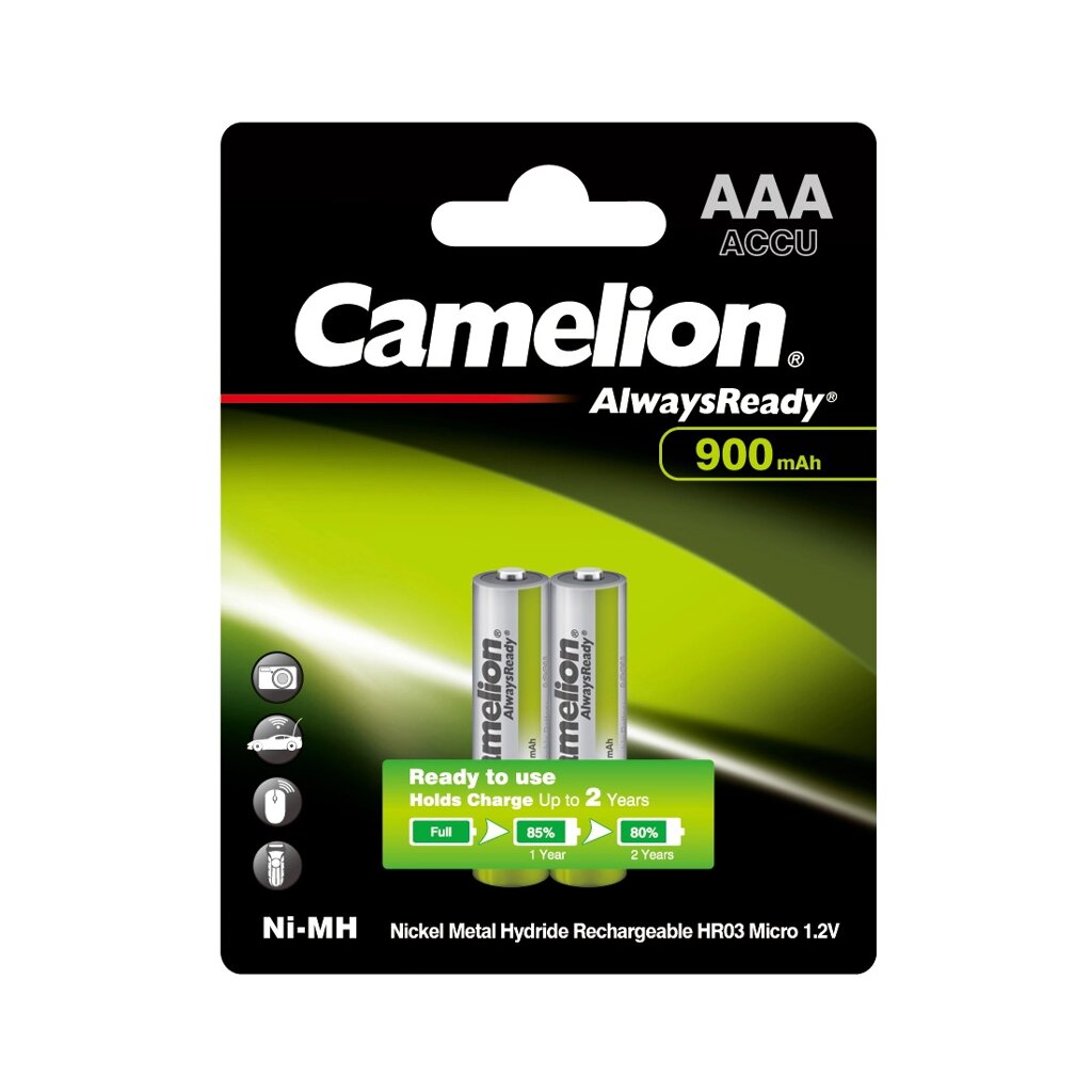 Аккумулятор CAMELION AlwaysReady Rechargeable Ni-MH NH-AAA900ARBP2 2 шт. в блистере от компании turan - фото 1