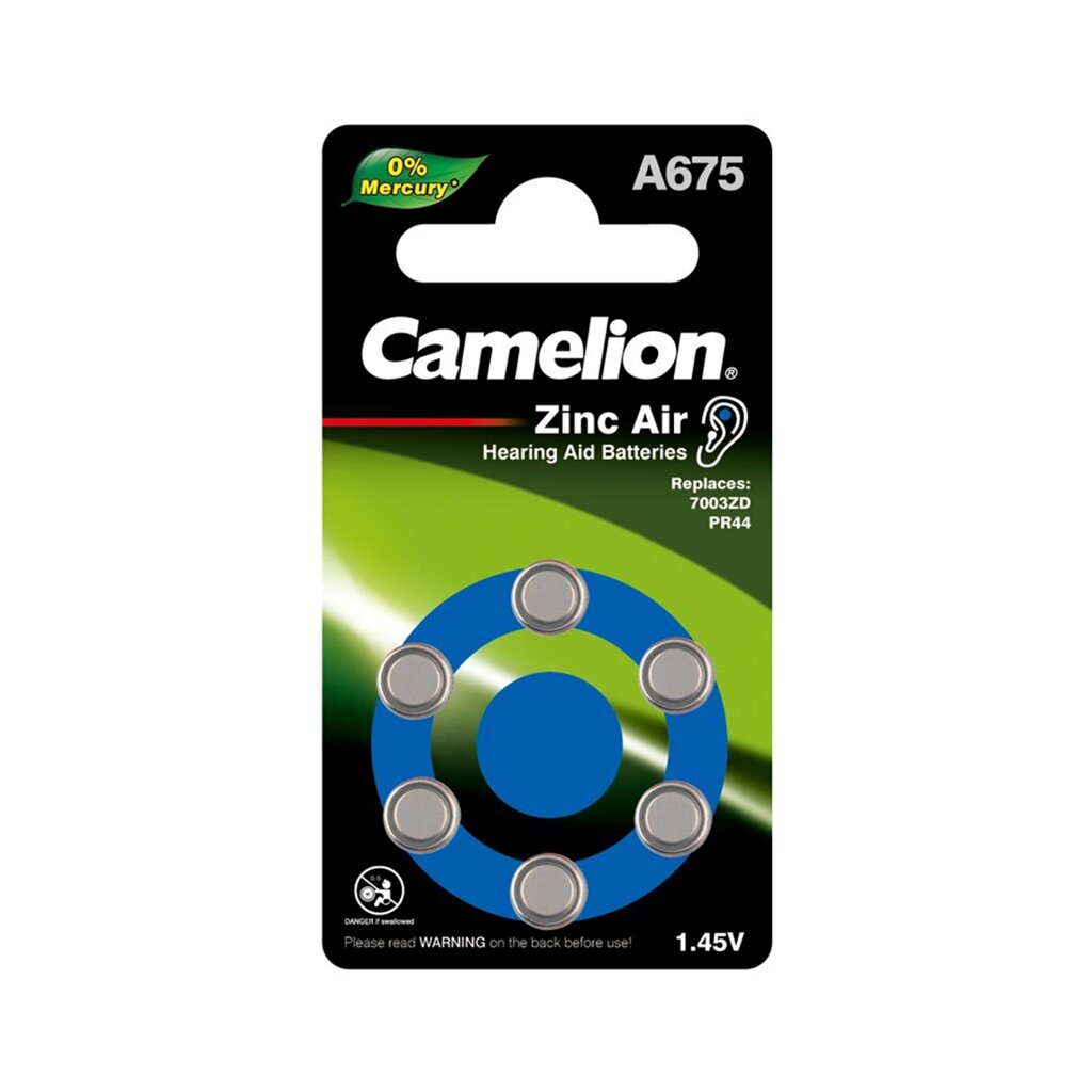 Батарейка CAMELION Zinc Air A675-BP6(0%Hg) 6 шт. в блистере от компании turan - фото 1