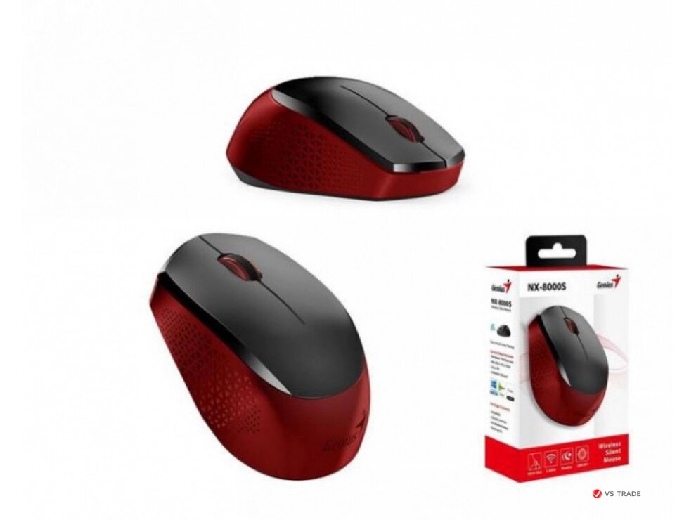 Беспроводная оптическая мышь Genius NX-8000S, 2.4GHz Wireless Silent Mouse , AA x 1, 31030025401, Red от компании turan - фото 1