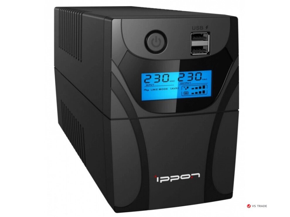 ИБП Ippon Back Power Pro II 700, 700VA, 420ВТ, AVR 162-290В, 4хС13, управление по USB, RJ-45, LCD, без кабелей от компании turan - фото 1