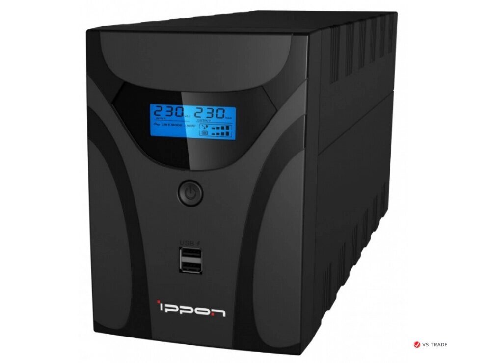 ИБП Ippon Back Power Pro II Euro 2200, 2200VA, 1200Вт, AVR 162-290В, 4хEURO, управление по USB, RJ-45, LCD от компании turan - фото 1