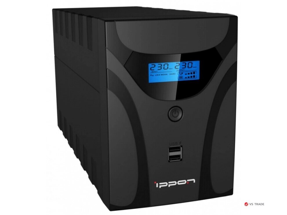 ИБП Ippon Smart Power Pro II 1200 Euro, 1200VA, 720Вт, AVR 162-290В, 4хEURO, управление по USB, RJ-45, LCD от компании turan - фото 1