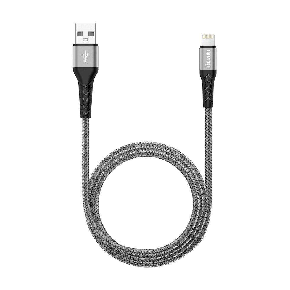 Кабель Olmio MFI STRONG, USB 2.0 - lightning, 1.2м, 2.4A, серый от компании turan - фото 1