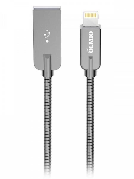 Кабель Olmio Steely, USB 2.0 - lightning, 1.2м, 2.1A, серый от компании turan - фото 1