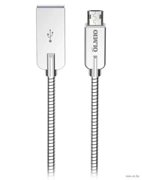 Кабель Olmio Steely, USB 2.0 - microUSB, 1.2м, 2.1A, серый от компании turan - фото 1